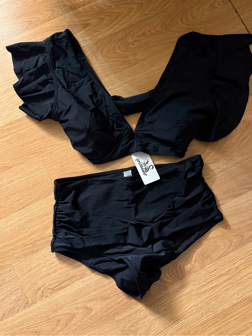 SPORLIKE Women Ruffle High Waist Swimsuit